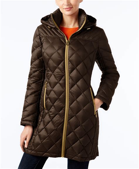 michael kors brown puffer jacket|Michael Kors packable puffer jacket.